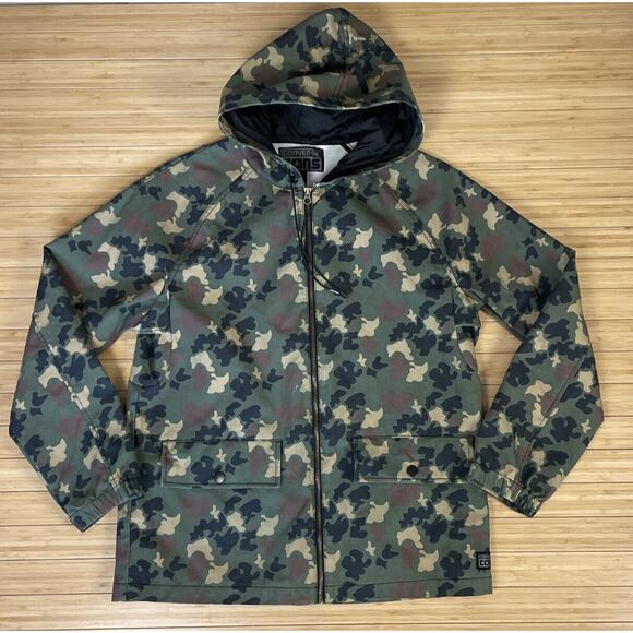 Converse Mens Camo Jacket Military Style Full Front Zip Hooded Size M Pockets - Picture 7 of 12